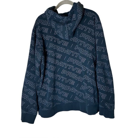 Primitive Skateboards All Over Logo Hoodie Medium Black Streetwear Pullover - Picture 2 of 6